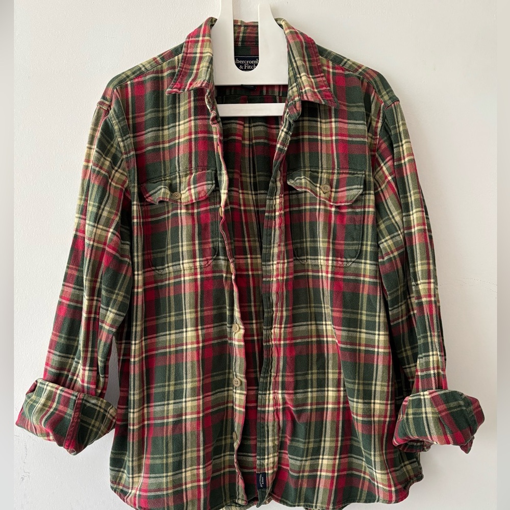 Abercrombie & Fitch flannel plaid Vintage (08’) cotton work shirt unisex size L